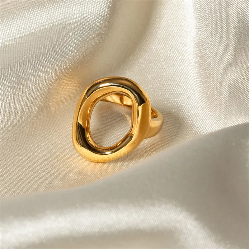simple geometric silver and gold ring