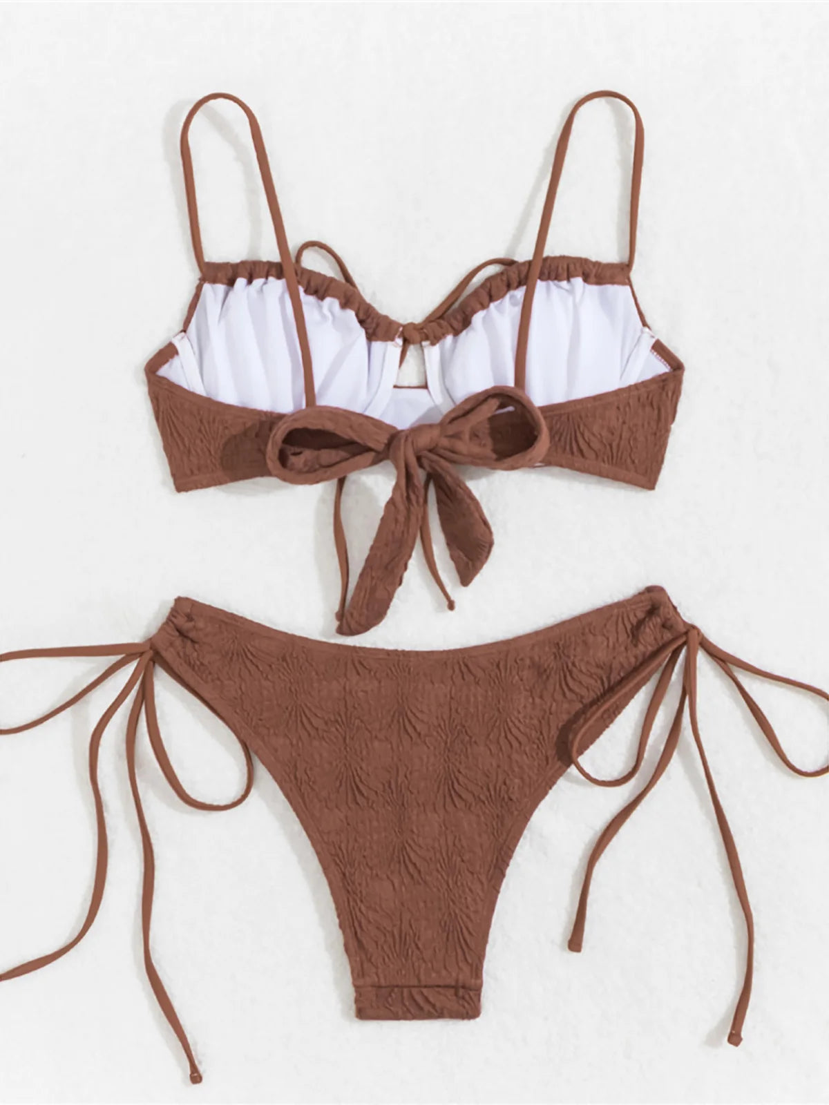 Wrinkled Underwired Knotted High Cut Bikini Female Swimsuit Women Swimwear