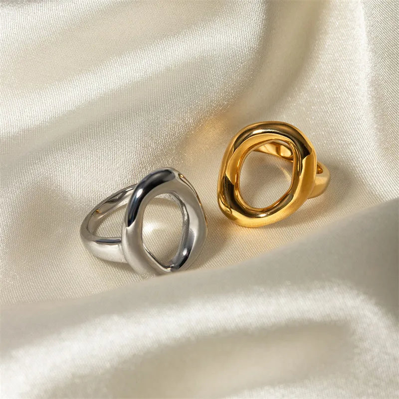 simple geometric silver and gold ring