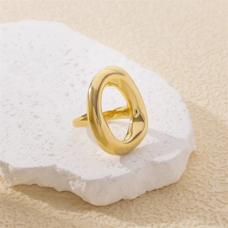 simple geometric silver and gold ring