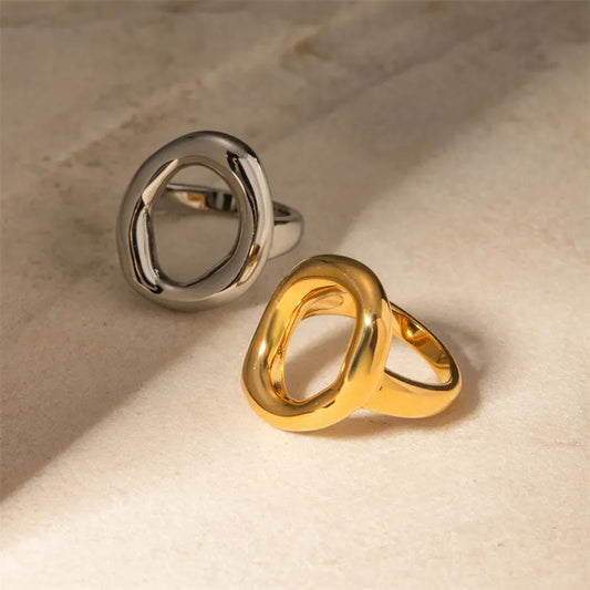 simple geometric silver and gold ring